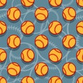 Seamless pattern with baseball softball ball graphics.