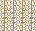 Seamless pattern based on Japanese ornament Kumiko.Golden color.