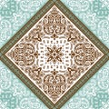 Seamless pattern based on ornament paisley Bandana Print. Vector ornament paisley Bandana Print. Silk neck scarf or Royalty Free Stock Photo