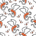 Seamless pattern with basilisk and flames