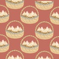 Seamless pattern of basket of cupcake on background for background and texture concept Royalty Free Stock Photo