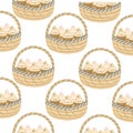 Seamless pattern of basket of cupcake on background for background and texture concept Royalty Free Stock Photo