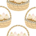 Seamless pattern of basket of cupcake on background for background and texture concept Royalty Free Stock Photo