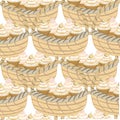 Seamless pattern of basket of cupcake on background for background and texture concept Royalty Free Stock Photo