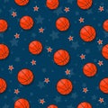 The seamless pattern on the basketball theme. Royalty Free Stock Photo