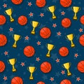 The seamless pattern on the basketball theme. Royalty Free Stock Photo