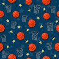 The seamless pattern on the basketball theme. Royalty Free Stock Photo