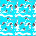 Seamless pattern with bathers