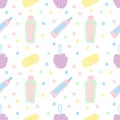 Seamless pattern of bathroom items. Flat vector illustration Royalty Free Stock Photo