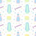 Seamless pattern of bathroom items. Flat vector illustration Royalty Free Stock Photo