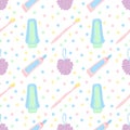 Seamless pattern of bathroom items. Flat illustration Royalty Free Stock Photo