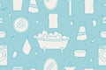 Seamless pattern with bathtub, washing machine and bath accessories. Vector hand drawn illustration in doodle style Royalty Free Stock Photo