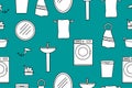 Seamless pattern with bathtub, washing machine and bath accessories. Vector hand drawn illustration in doodle style Royalty Free Stock Photo