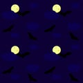Seamless pattern. Bats on the background of the night sky. Moon. Vector Royalty Free Stock Photo