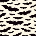 Seamless pattern with bats. Halloween holiday background. Vampire silhouettes print. Trick or treat kids wallpaper