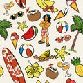 Seamless Pattern Beach Boy Suring Tropical Royalty Free Stock Photo