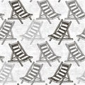 Seamless pattern with beach chaise. Monochrome background.