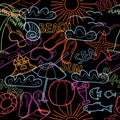 Seamless pattern with beach doodles Royalty Free Stock Photo