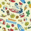 Seamless Pattern Beach Surfing Girl Summer