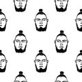 Seamless pattern with bearded male face.