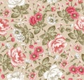 Seamless pattern. Beautiful blooming realistic isolated flowers. Vintage background Chamomile peony Wallpaper Vector Illustration