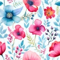 Seamless pattern beautiful flower and leaves design