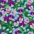 Seamless pattern with beautiful flowers - pansy an