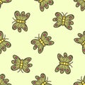 Seamless pattern with beautiful green butterflies. Vector Royalty Free Stock Photo