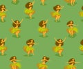 Seamless pattern with beautiful Hawaiian girl