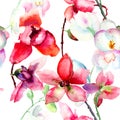 Seamless pattern with Beautiful orchid