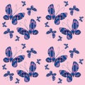 Seamless pattern with beautiful ornamental butterflies