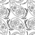 Seamless pattern of beautiful paisley cucumbers. Turkish, Indian, Persian, Mexican, African motif.