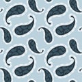 Seamless pattern of beautiful paisley cucumbers on a white background. Turkish, Indian, Persian. Vector illustration