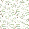 Seamless pattern with beautiful spring plants