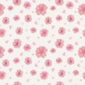 Seamless pattern with beautiful tender watercolor sakura flowers and petals,