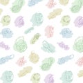 Seamless pattern of beauty and cosmetics items drawn items