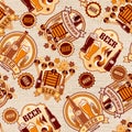 Seamless pattern with beer logos, beer icons Royalty Free Stock Photo