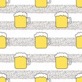 Seamless pattern with beer mug and dots on the white background. Royalty Free Stock Photo