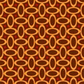 Seamless pattern - beige ellipses and red dots on a brown background