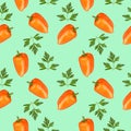 Seamless pattern of bell pepper and parsley on a neutral background Royalty Free Stock Photo