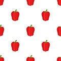 Seamless pattern of bell peppers. Red, sweet pepper. Flat style. Royalty Free Stock Photo