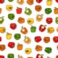 Seamless pattern of bell peppers. Vector illustration. Cartoon style.