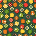 Seamless pattern of bell peppers. Vector illustration. Flat style. Royalty Free Stock Photo
