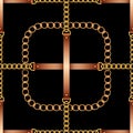 Seamless pattern with belts, chains and rope on black background