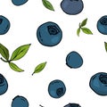 Seamless pattern with berries of blueberry.