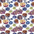 Seamless pattern with berries drawn by hand with colored pencil