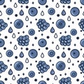 Seamless pattern with berries. Vector background with blueberries, raspberries and blackberries