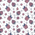 Seamless pattern with berries. Vector background with blueberries, raspberries and blackberries