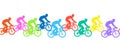 Seamless pattern. Bicyclists silhouettes, competition.