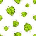 Seamless pattern with big and small green tree leafs Royalty Free Stock Photo